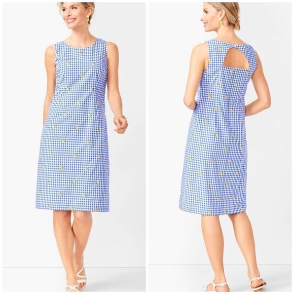 Talbots Lemon & Gingham Shift Dress size 10 - Picture 1 of 7